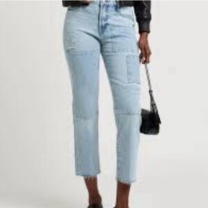 FRAME Le Garcon Hideaway Distressed Patched Crop Jeans Size 27